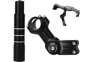 Sweetone Attacco Manubrio Bici, Attacco Manubrio MTB Regolabile 31.8mm*110mm, per Forcella Bici 28.6mm, Altezza Regolabile 150mm, Angolo Regolabile 120 Gradi 180mm per MTB, Bici da Corsa, City Bike