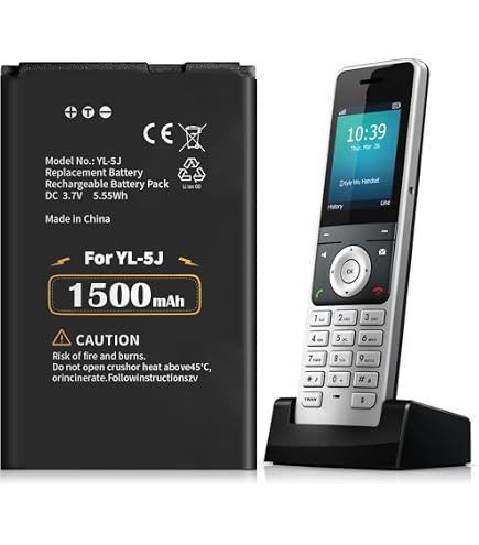 TECHTEK Batteria 1300mAh Per Yealink W56H, W56P, W59R, W60P, W76P, W77P, W79P – Sostituisce W56-BATT E YL-5J, Li-ion 3.7V