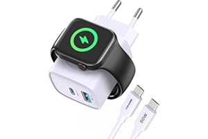 TOPADRE Ładowarka do Apple Watch, ładowarka USB C 3 w 1 20 W do iPhone'a PD 3.0, szybka ładowarka do Apple Watch 9/8/7/6/Ultra/SE, kabel ładujący USB C do iPhone'a 15/15 Pro Max, do iPada/Airpods, Fioletowy