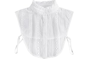 NYGGTYK Camicetta Vittoriana con Colletto in Pizzo Bianco e Volant