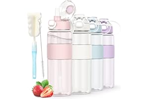 AOHAN Water Bottle with Straw, Sports Water Bottle 1l with Bottle Brush and Sticker, Leakproof Drinks Bottle, BPA Free Clear Water Bottle Ideal for Running Gym School Office and Outdoor Activity