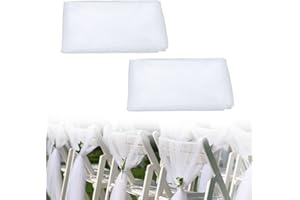 FUIPVGI 2 Piezas Organza Rollo 48 cm x 10 m Rollo de Tela de Tul Blanco Cinta Decoración Tela de Tul de Boda Decoración de mesa para DIY Falda de Tutú Artesanía decoración de Bodas (Blanco)