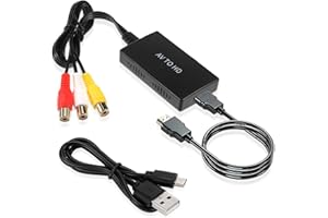 TLIDFGEO RCA auf HDMI Konverter 1080P CVBS Composite AV auf HDMI Konverter rca av video kabel auf usb mit 3 x Cinch Kabel & USB-Kabel, rca hdmi adapter für rca auf hdmi PAL, NTSC3 58 NTSC4 43 SECAM PAL/M PAL/N