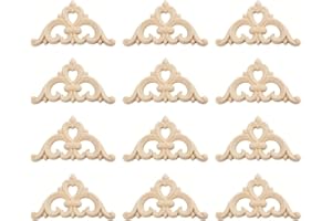 KSJEHW 12 Stück Holz Geschnitzte Ecke Onlay Applique, Ornament Wandornamente Holz Applique, Lange Holzschnitzerei Applikation Deko, für Tür, Schrank, Wand, Dekoration des Hauses(Stil 4)