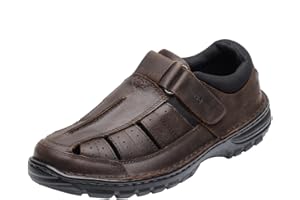 MGGMOKAY Męskie skórzane sandały z zamkniętymi palcami