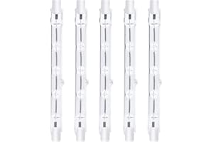 Luxvista 200W R7s 118 mm Bombilla Halógena Lineal, J118 Halógena Regulable Slim 3900lm, Blanco Cálido 2800K para Lámparas de Pie, Luces de Techo, 5-Unidades