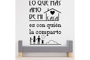 Docliick® Vinilos de pared decorativo con frase decorativa "LO QUE MÁS AMO DE MI CASA.." Pegatinas decorativas pared. Decoración casa Docliick DC-19105 (Vinilo de corte, 120x60cm)