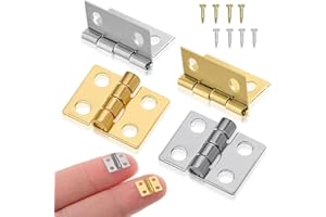 HSYTEK 32 Stück Scharniere Klein mit Schrauben, 8mm × 10mm Mini Scharniere Klappbar, Schranktür Scharnier, Klappscharnier für Aufbewahrungsboxen,Truhe, DIY Projekte, Modellbau