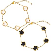 Bracelet Trèfle à Quatre Feuilles - Plaqué Or 18K (Noir, Rouge, Blanc, Vert) - T TAKONE