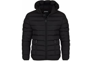Spindle Mens Plain Black Hooded Padded Quilted Puffer Jacket Winter Coat 2 Zip PocketsSpindle Mens Plain Black Hooded Padded Quilted Puffer Jacket Winter Coat 2 Zip Pockets