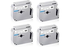 UNOKA M Tape 9mm Compatible for Brother M-K221 M-K221S M-K221BZ MK221s MK221 9mm 3/8 White Labelling Tape Cassette for Brother Ptouch PT-M95 PT-65 PT-80 PT-90 PT-55 PT-70, 4-Pack