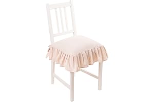 PARAMAISON Cuscino Sedia 40x40 con Lacci Panama, Cuscino Interno ed Esterno, Sfoderabile con Zip, Cotone, Laccetti di Ritenzione, Tinta Unita, Cipria