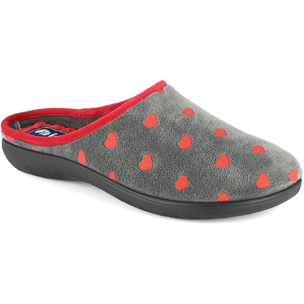 Zapatillas De Casa Para Mujer Inblu | Con Textura De Lana Y Corazón, Suela Con Tacón Ligero Y Plantilla Acolchada