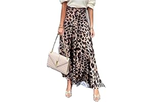 JENJON Femme Jupe Maxi Imprimé Taille Haute Elastique Casual Boho Fleurs Robe sans Manches 2 in 1 Jupes