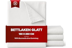 ‎TEXPOT texpot Bettlaken 150 x 250 cm glatt weiß 100% Baumwolle ohne Gummizug auch zum Basteln Malen