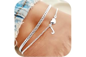 DORANA 2Pcs Anklets for Women Waterproof Ankle Jewelry Gift for Her Initial Foot Bracelet Birthday Gifts for Her Initial Foot Jewelry