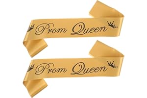 Amosfun 2PCS Prom King and Prom Queen Satin Sash Decorative Satin Sash Halloween Party Favor