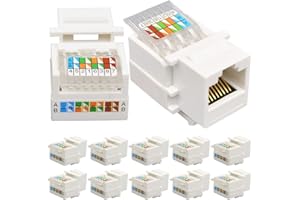 Xiatiaosann RJ45 Cat6 Keystone Jack, 10PCS Ethernet Wall Jack Inline Coupler, Cat5/5e/6 Compatible Network Coupler