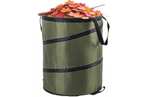 PROMAXSTAR Garden Waste Bag & Camping Trash Can,Collapsible Oxford Cloth Pop-Up Sack with Handles, Reusable Bin for Leaves Rubbish Toys, Ideal for Gardening Hiking Picnics Lawn Care Yard Storage (Green-38L)