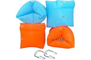 UBRAVE Swimming Armbands, 4 Pcs Roll-Ups Armbands W/2 Pcs Nose clip, Swimming Aid Children's Float Arm Bands, Ideal Inflatable Swimming Armbands Set for Kids and Adults