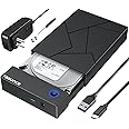 Sounce Type C Hard Drive Enclosure, External Hard Drive Docking Station for 3.5/2.5 Inch SATA Hard Drives/SSD with 16 TB+, Tool-Free HDD Enclosure 12V/2A Power Supply UASP (Black)