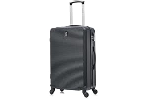 CELIMS - Valise Moyenne Noir Rigide à 4 roulettes Légère Taille Soute 23kg 65cm | Serrure Intégré | ABS | Valise Moyenne Taille avec 4 Roues 65cm | Valise Week-End | Noir