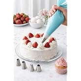 Profesyonel Pasta ve Cupcake S&uuml;sleme Seti, Krema Sıkma Torbası ve 6'lı Paslanmaz Duy Seti, Mutfak Dekorasyon Malzemesi, Beyaz