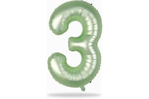 LINGQIANG 101cm Salbeigrün Luftballon Zahl 3, 40" Groß Retro Grün Folienballon Zahlen 3, Zahlenballon 3. Geburtstag für Mädchen, Olive Grün Helium 3 Ballon zum Mann Frau Geburtstagsdeko Jubiläum Party Deko
