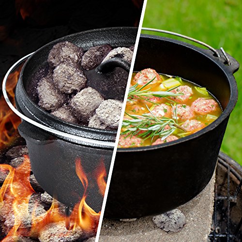 TecTake® 7 teiliges Dutch Oven Kochtopf Set aus Gusseisen in Holzkiste - 2