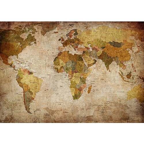 Vlies Fototapete PREMIUM PLUS Wand Foto Tapete Wand Bild Vliestapete - VINTAGE ATLAS - Weltkarte Antik Atlaskarte Atlanten Karte alte Karte alter Atlas - no. 029, Größe:400x280cm Vlies
