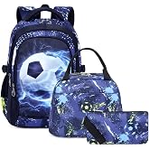 SOMBLG Backpack School Boy Set Children Books Elementary Middle Teenager Big Waterproof Lunch Bag 18 Inch 3 Pcs Boys Handbag