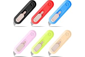 LIQWEI 6 Stück Klein Utility Messer, Mini Box Cutter, Cuttermesser für Auspacken und Öffnen von Briefen Tragbares Mini-Cutter Einziehbares Universalmesser für Umschlag Paket Papierschnitt Schachtel