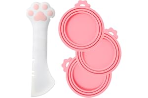 Dimeho 4 Stück Silikon Dosendeckel Katzenfutter mit Löffel Multifunktionaler Dosenöffner Niedliche Pfotenform Öffner für Haustierfutterdosen Universal Dosenverschluss Haustier Futteraufbewahrung