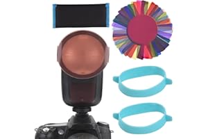 Camnoon 24 Piezas de geles de Flash de cámara de iluminación Kit de Filtro de corrección de Color para Compatible con Godox V1 Series Speedlight H200R Cabeza de Flash con Bolsa de Almacenamiento