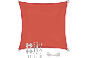 VivaNutria aguasol Sonnensegel Quadrat 4 x 4 m + GRATIS (!) Befestigungsmaterial | Farbe Terracotta | für Garten, Balkon & Terrasse | Sonnenschutz | Wetterschutz | wasserabweisend | PES | Polyester