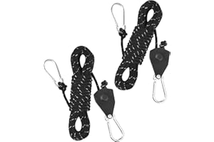 GEAANEN 2 Pezzi Cricchetti Pesanti con Ganci Corda Cricchetto con Gancio Cricchetto a Corda Regolabile Corde di Tensionamento Riflettent per Lampada da Pianta Tenda Escursioni