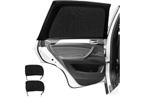 Hillylolly Filet de protection solaire de voiture avec protection UV, vitre latérale avant, pour SUV, break, petite voiture, etc. (noir, arrière 2)