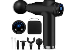 BUOAZR Massage Gun, with 32 Speeds up to 3500 rpm and 4 Massage Heads, Mini Electric Massage Gun with LCD Screen for Body Muscle Massage Relaxing