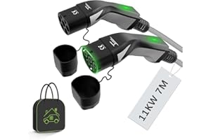Teskee Cable de carga EV Tipo 2 a Tipo 2 para cargador EV Estación de carga EV Wallbox compatible con todos los vehículos eléctricos y coches híbridos enchufables 11kW 16Amp 7 Metro Trifásico Modo 3