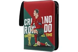YCWIN Fußball Karten Sammelalbum mit Reißverschluss und 50 Herausnehmbaren Hüllen, 4 Taschen Fussball Sammelkarten Album für 400 Karten, Groß Sport Karten Heft, 3 Ringe Karten Mappe Binder