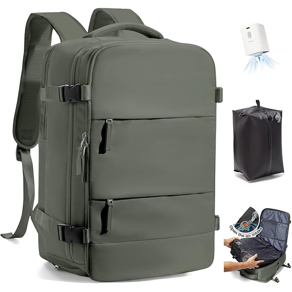 BJLFS Vacuüm Rugzak Handbagage Vliegtuig Ryanair 40x20x25 met Pomp Handbagage Dames Vacuüm Reizen Rugzak met Verzegeld Compressie Systeem voor Reizen