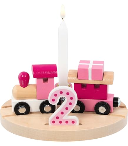 Goki Oslo Train D'Anniversaire En Bois Avec Chiffres 1-6 – Décoration Bleue Pour Garçon, Réutilisable Et Durable
