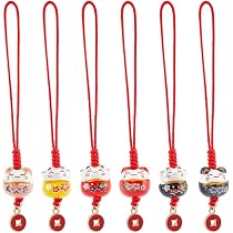 8 Pièces Pendentifs Chat Maneki Neko Porte-Bonheur - PH PandaHall Ornements Japonais Richesse Et Santé