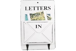 Cafopgrill Decorazione Domestica Creativa di stoccaggio della Parete del Portachiavi dello scaffale di Lettere della Cassetta Postale di Legno con Il Gancio(Bianco)