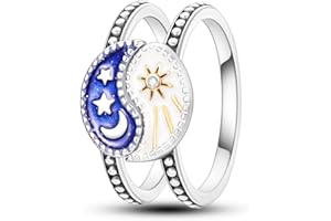 NARMO 925 Sterling Silver Donne Anelli Moon Star Anello Evil Eye Anello Colorato Cubic Zirconia Anello Stackable Vintage Anelli di Dichiarazione per le Donne Dimensione 11.5-19.5