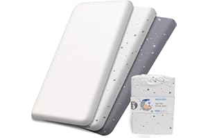 ACRALI HOME Next to Me Crib Sheets 55x90 cm - 3 Pack, 1 Waterproof Crib Mattress Protector - 2 Fitted Sheets 100% Pure Cotton Ultra Soft Baby Bedding Fits Chicco, Joie, Tutti Bambini, Maxi Cozee