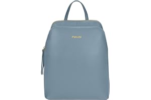 Parubi Zaino Donna in Vera Pelle, Zainetto da Viaggio, Daypack Zaini Casual con Doppio Scomparto, Zainetto Grigio Leggero per Ragazza, Olivia, Avio