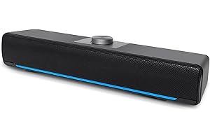 HEANTTV Altavoz para PC, Altavoz USB 2.0 para PC con LED, Potente Sonido estéreo, para Ordenador de sobremesa, portátil, telé