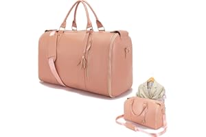 SESEBEE Garment Bag for Travel, Large Polyester Cloth Duffle Bag for Women, Waterproof Garment Bags for Travel with Built-in Shoe Pocket, 3 in 1 Hanging Suitcase Suit Travel Bags, Pink (Pink)