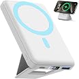 Batterie Externe IPhone Magnétique Pliable 10000mAh YAGOPAL - Compatible MagSafe, Charge Rapide 22.5W Avec Support